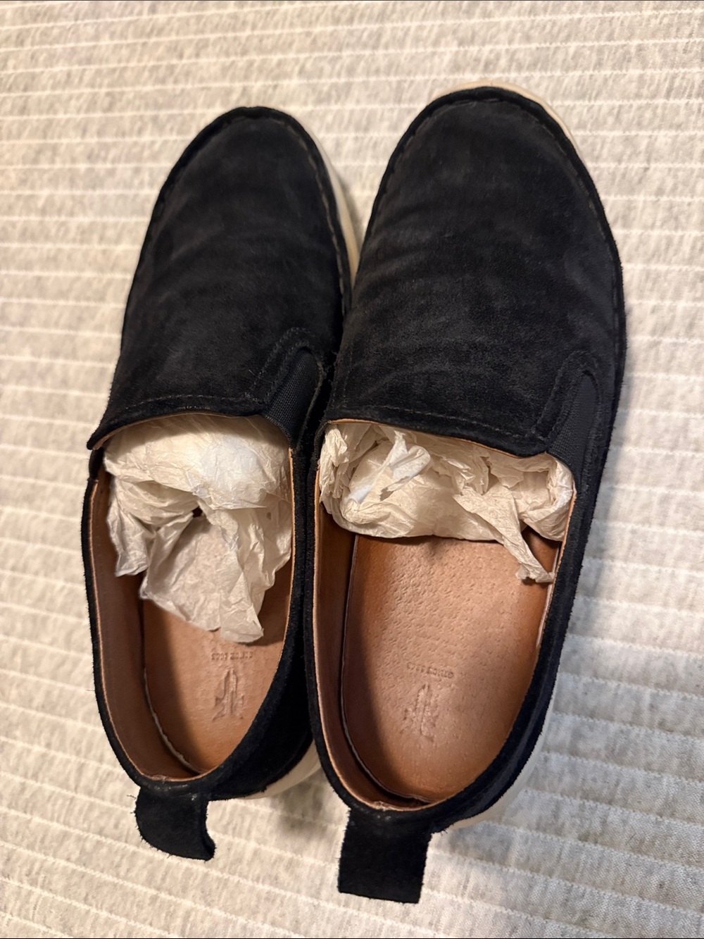 Frye Black Suede Slip-On Loafers